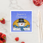 Serviette En Papier Bonnes Fêtes Snowman Papier Napkins Cocktail (En situation)