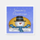 Serviette En Papier Bonnes Fêtes Snowman Papier Napkins Cocktail (Devant)