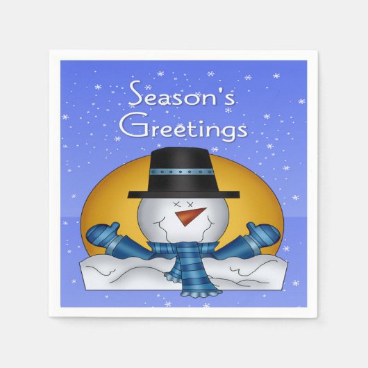 Serviette En Papier Bonnes Fêtes Snowman Papier Napkins Cocktail (Devant)