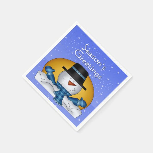 Serviette En Papier Bonnes Fêtes Snowman Papier Napkins Cocktail (Coin)
