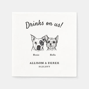 Serviette En Papier Bons Boissons Sur Nous 2 Chiens Cocktail Mariage