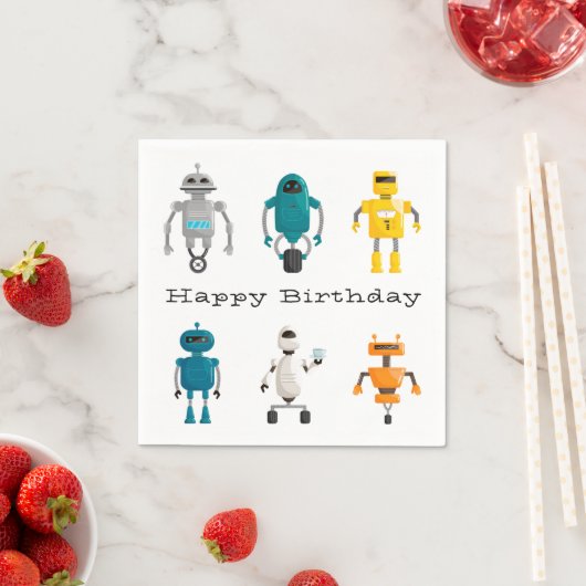 Serviette En Papier Bons Robots Droids Joyeux anniversaire (En situation)