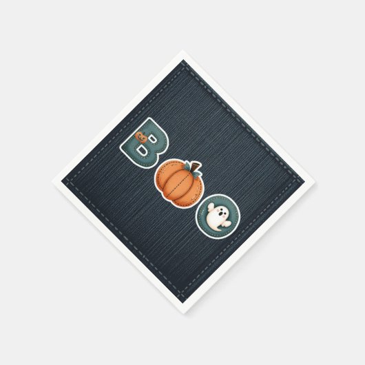 Serviette En Papier BOO Denim Rustic Country Citrouille Ghost Hallowee (Coin)