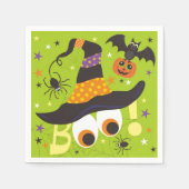 Serviette En Papier Boo Éffrayant sorcière Casquette chauves-souris mi (Devant)