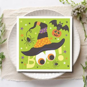 Serviette En Papier Boo Éffrayant sorcière Casquette chauves-souris mi