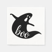 Serviette En Papier Boo. Fête d'Halloween en noir et blanc (Devant)