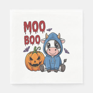 Serviette En Papier Boo Halloween Éffrayante vache fantôme