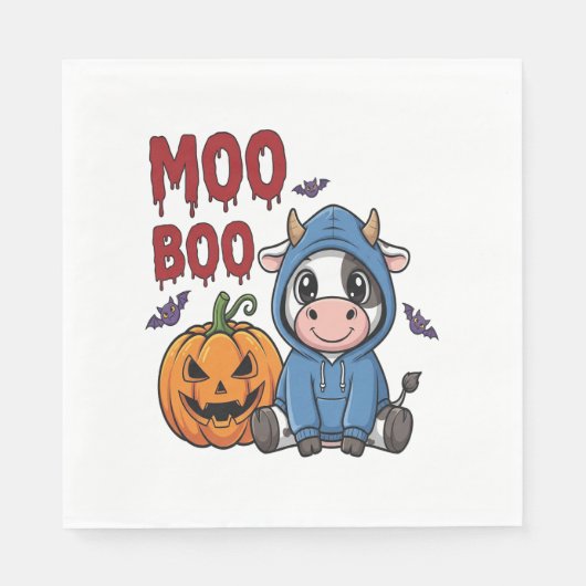 Serviette En Papier Boo Halloween Éffrayante vache fantôme (Devant)