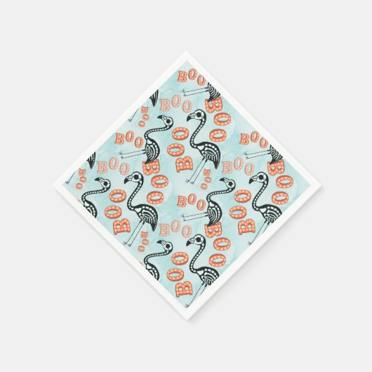 Serviette En Papier Boo Halloween | Flamant rose Skeleton (Coin)