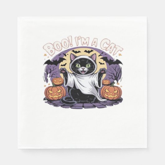 Serviette En Papier Boo Je suis un T-Shirt surdimensionné Chat (Devant)