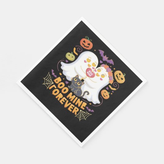 Serviette En Papier Boo Mine Forever Mignonne Fantômes Noir Chat Aimer (Coin)