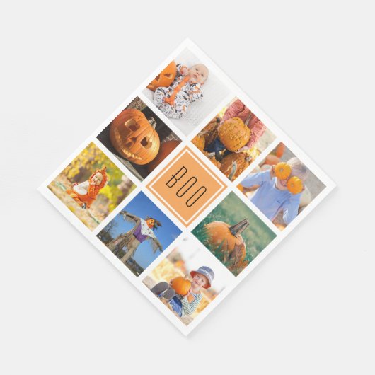 Serviette En Papier Boo Modern Halloween Photo Collage (Coin)