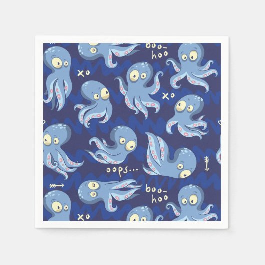 Serviette En Papier Boo Octopus Blue Kids Vêtements & Décor (Devant)