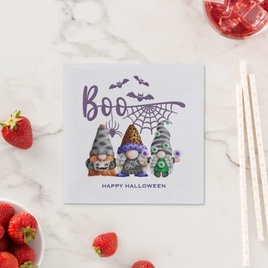 Serviette En Papier Boo Purple Parties scintillant Halloween Gnomes (En situation)