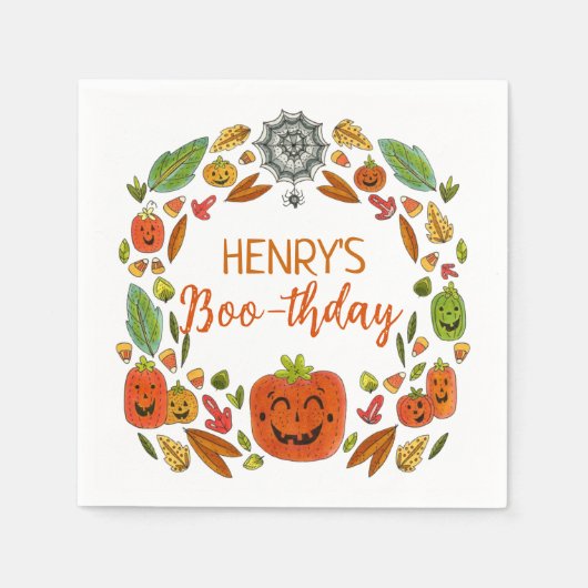 Serviette En Papier Boo-thday Halloween fête d'anniversaire (Devant)