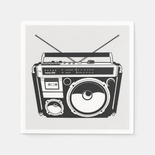 Serviette En Papier Boombox Grey des années 80 (Devant)