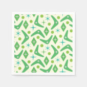 Serviette En Papier Boomerangs verts du milieu du siècle avec explosio (Devant)