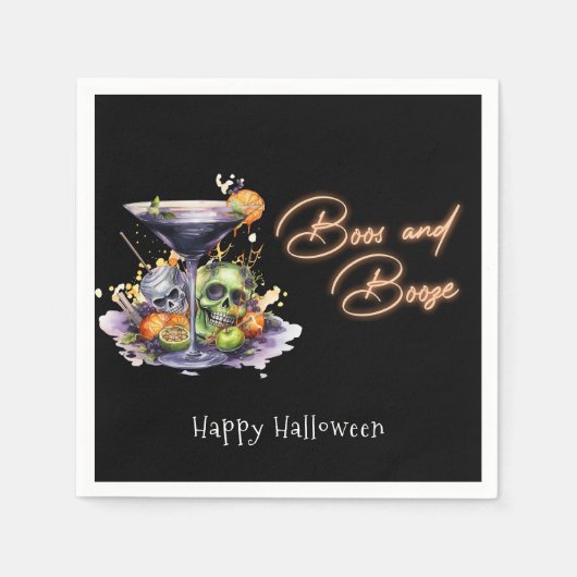 Serviette En Papier Boos and Booze Adult Halloween Cocktail Party (Devant)