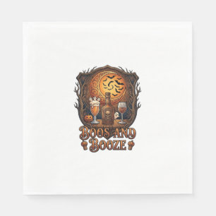 Serviette En Papier Boos Boisson Halloween Crâne Bouteille Bière Vin C