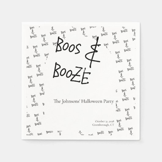 Serviette En Papier Boos et Booze Halloween Party Minimal (Devant)