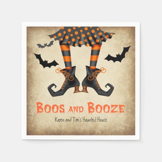 Serviette En Papier Boos et Booze Whimsical Halloween Party (Devant)
