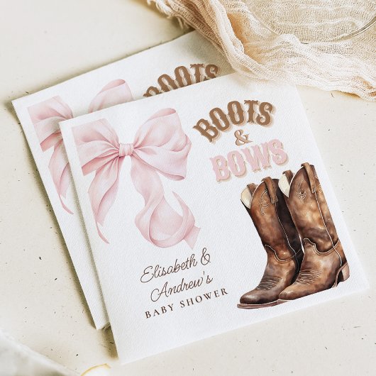 Serviette En Papier Boots & Bows TWINS Baby Shower