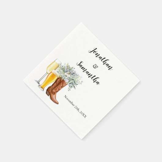 Serviette En Papier Boots Bubbles & Brews Mariage Eucalyptus (Coin)