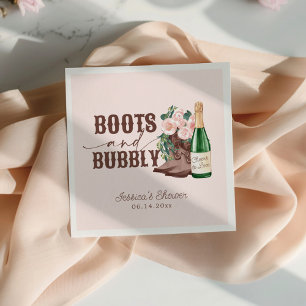 Serviette En Papier Boots & Bubbly Floral Champagne Fête des mariées