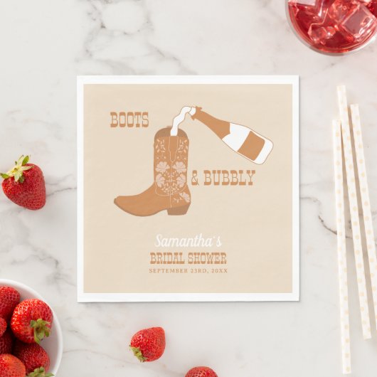 Serviette En Papier Boots Bubbly Rustic Western Country Fête des marié (En situation)