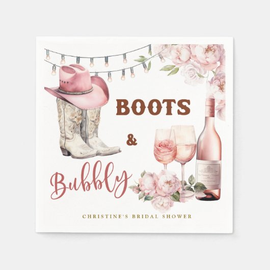 Serviette En Papier Boots et Fête des mariées Bubbly (Devant)