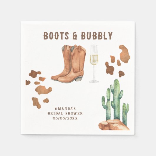 Serviette En Papier Boots Occidentaux et douche bulle (Devant)