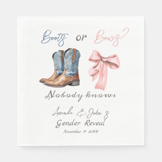 Serviette En Papier Boots ou Bows Blue Rose Genre Revevela Party (Devant)