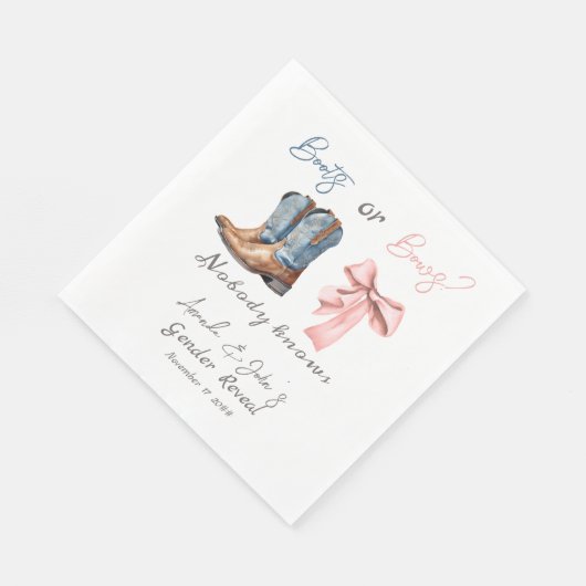 Serviette En Papier Boots ou Bows Blue Rose Genre Revevela Party (Coin)