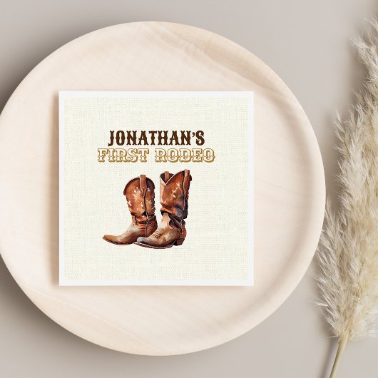Serviette En Papier Boots rustiques Cowboy 1er Rodeo Anniversaire Papi