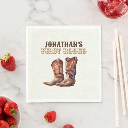 Serviette En Papier Boots rustiques Cowboy 1er Rodeo Anniversaire Papi (En situation)