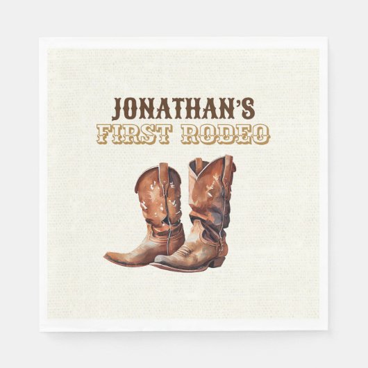 Serviette En Papier Boots rustiques Cowboy 1er Rodeo Anniversaire Papi (Devant)