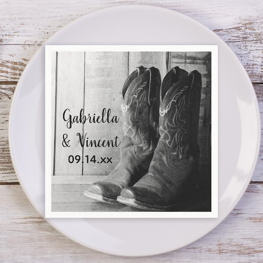 Serviette En Papier Boots rustiques Cowboy Pays Mariage occidental