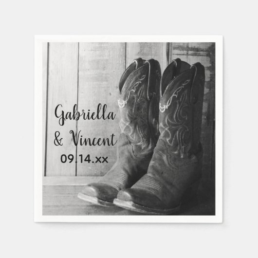 Serviette En Papier Boots rustiques Cowboy Pays Mariage occidental (Devant)