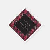 Serviette En Papier Bordeaux Gothic Paisley Wedding (Coin)