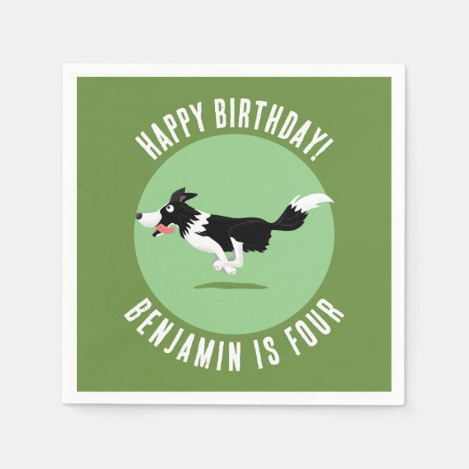 Serviette En Papier Border Collie chien personnalisées anniversaire de (Devant)