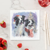 Serviette En Papier Border Collie Christmas Paper Napkin (En situation)