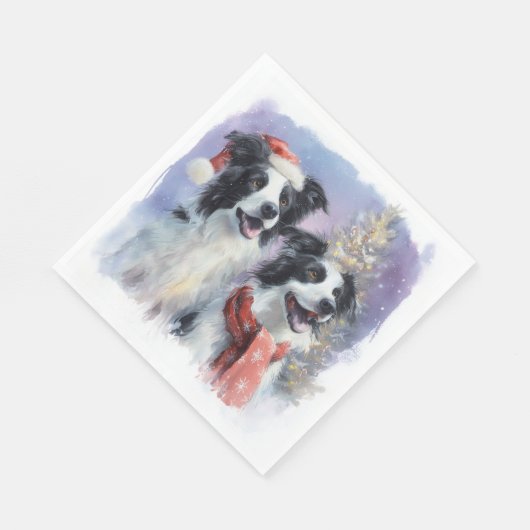 Serviette En Papier Border Collie Christmas Paper Napkin (Coin)