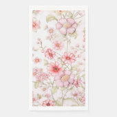 Serviette En Papier Bords de fleurs roses (Devant)
