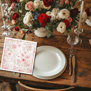 Serviette En Papier Bords de fleurs roses