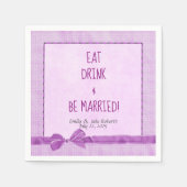 Serviette En Papier bordure arc mariage rose avec encadrement (Devant)