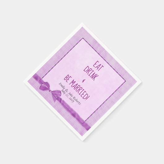 Serviette En Papier bordure arc mariage rose avec encadrement (Coin)