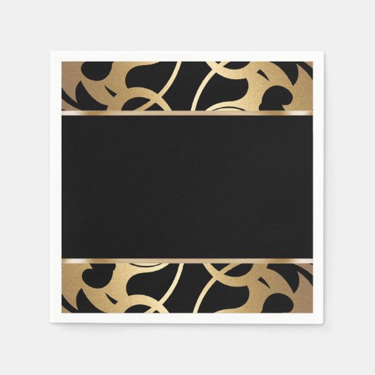 Serviette En Papier Bordure Art déco Or (Devant)