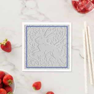 Serviette En Papier Bordure bleu lapin gris avec apparence intégrée