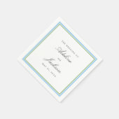 Serviette En Papier Bordure bleue et verte Classique Mariage tradition (Coin)