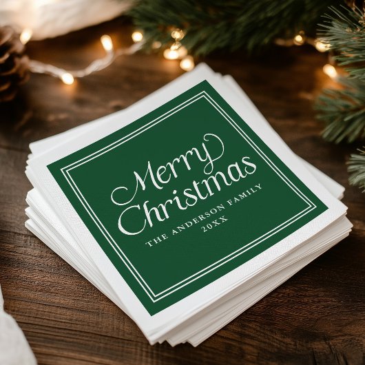 Serviette En Papier Bordure classique Joyeux Noël vert